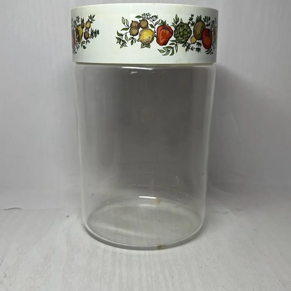 Vintage Pyrex Corning Ware Spice Of Life Stackable Glass Canister & Lid‎ 7.5”